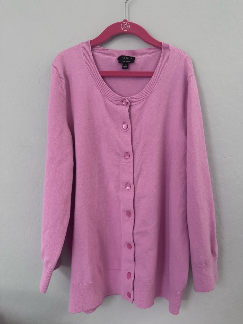 Talbots Pima Cotton Pink Button Front Cardigan Sweater medium